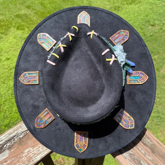 Fairy Inspired Halo Hat with Hand Made Stained Glass Windows - Picture 3 of 7